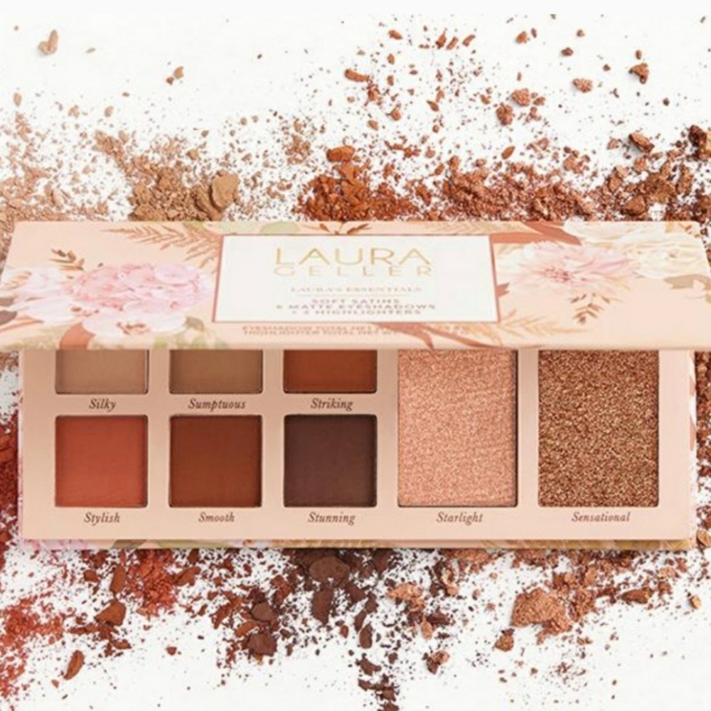 LAURA GELLER LAURA'S ESSENTIALS SOFT SATINS 6 EYESHADOWS+2 HIGHLIGHTERS PALETTE.